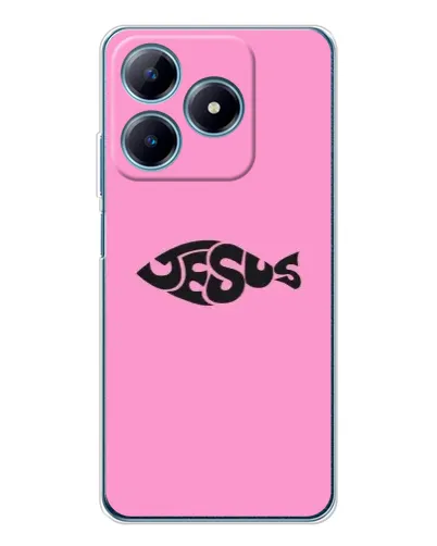 Чехол для Realme C61 с картинкой «Розовый символ  Jesus»