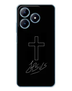 Чехол для Realme C61 с картинкой «Графический крест Jesus»