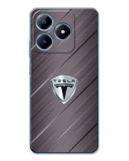 Чехол для Realme C61 с картинкой «Металлическая текстура Tesla»