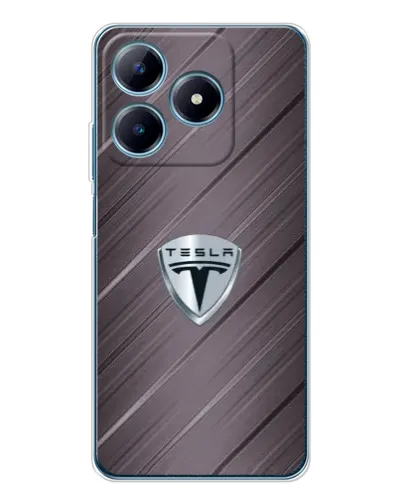 Чехол для Realme C61 с картинкой «Металлическая текстура Tesla»