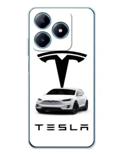 Чехол для Realme C61 с картинкой «Tesla White Style»