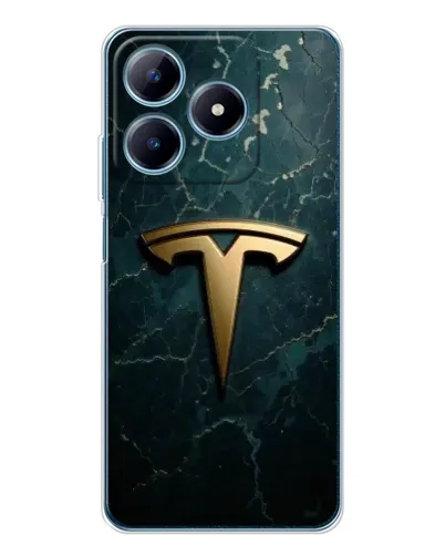 Чехол для Realme C61 с картинкой «Мраморная Tesla Gold»
