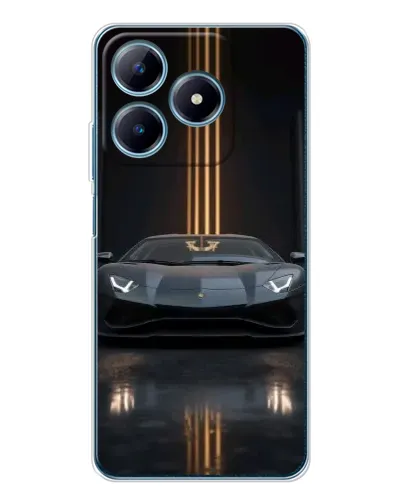 Чохол для Realme C61 з картинкою «Lamborghini золоті лінії»