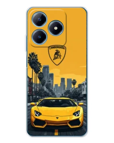 Чохол для Realme C61 з картинкою «Жовтий Lamborghini місто»