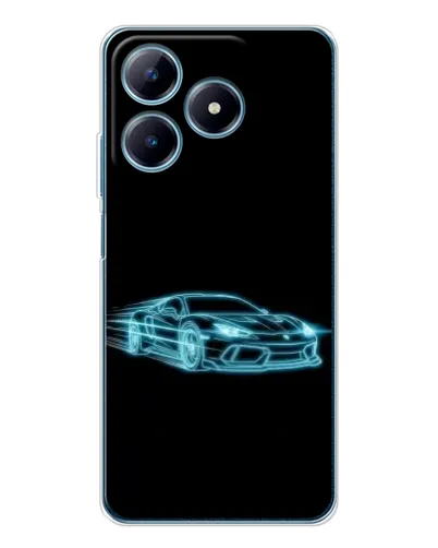 Чохол для Realme C61 з картинкою «Неоновий контур Lamborghini»