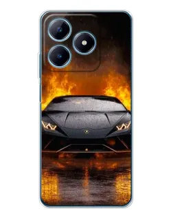 Чохол для Realme C61 з картинкою «Lamborghini у вогні»