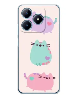 Чохол для Realme C61 з картинкою «Pusheen тріо» Чохол для Realme C61 з картинкою «Pusheen тріо»