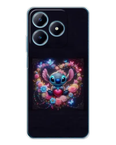 Чехол для Realme C61 с картинкой «Stitch в цветах» Чехол для Realme C61 с картинкой «Stitch в цветах»