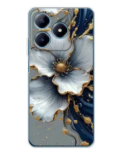 Чохол для Realme C61 з картинкою «Біла квітка та золотий флюїд»