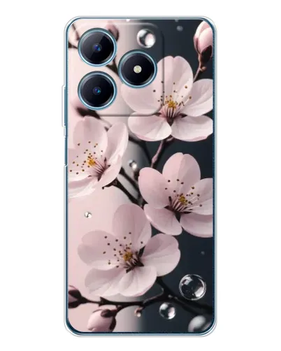 Чехол для Realme C61 с картинкой «Нежная сакура и капли» Чехол для Realme C61 с картинкой «Нежная сакура и капли»