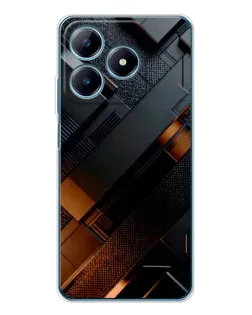 Чехол для Realme C61 с картинкой «Черные геометрические блоки»