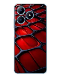 Чехол для Realme C61 с картинкой «Красная глянцевая сетка»
