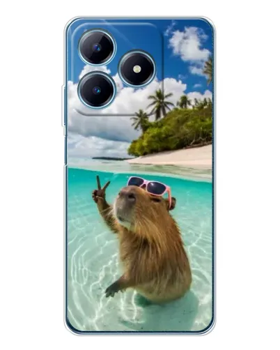 Чохол для Realme C61 з картинкою «Капібара на морі»