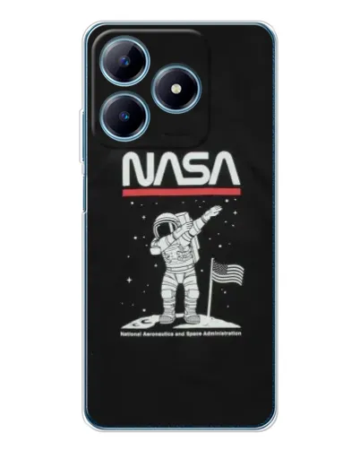 Чохол для Realme C63 4G з картинкою «NASA — крокуємо по Місяцю»