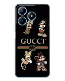 Чехол для Realme C63 4G с картинкой «Gucci — герои Disney и монограмма»