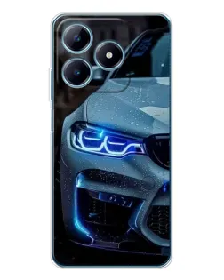 Чехол для Realme C63 4G с картинкой «Взгляд BMW с синими фарами»