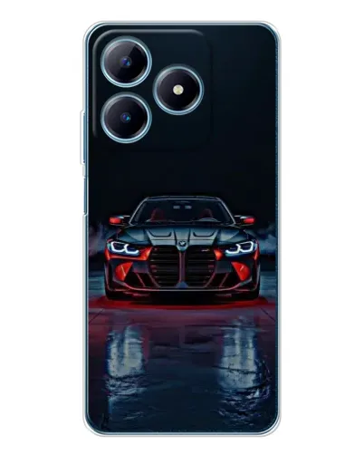 Чехол для Realme C63 4G с картинкой «BMW на мокрой дороге»