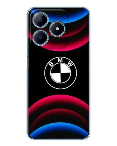 Чехол для Realme C63 4G с картинкой «Логотип BMW и неоновые дуги»