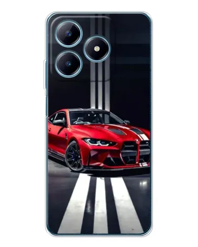 Чехол для Realme C63 4G с картинкой «Красная BMW на дороге»