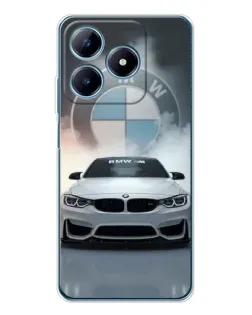 Чехол для Realme C63 4G с картинкой «BMW в белом дыму»