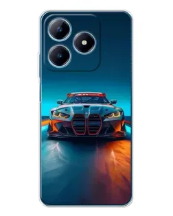 Чехол для Realme C63 4G с картинкой «BMW — огни неона»
