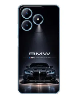 Чехол для Realme C63 4G с картинкой «BMW сквозь ночной город»