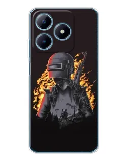 Чехол для Realme C63 4G с картинкой «PUBG — огненный силуэт»