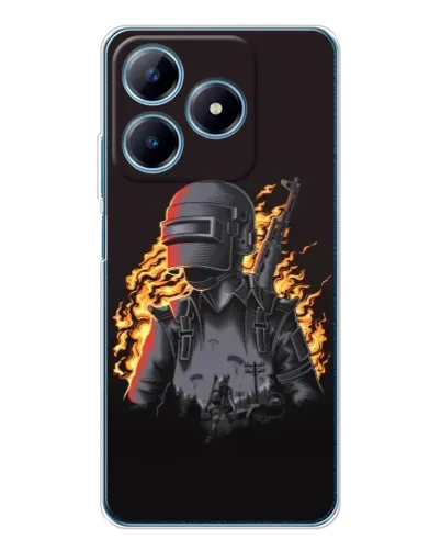 Чехол для Realme C63 4G с картинкой «PUBG — огненный силуэт»