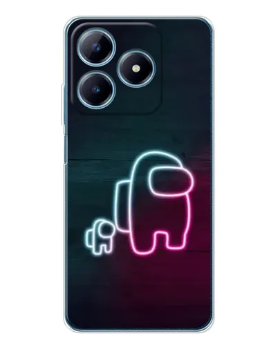 Чехол для Realme C63 4G с картинкой «Among Us неон-арт»