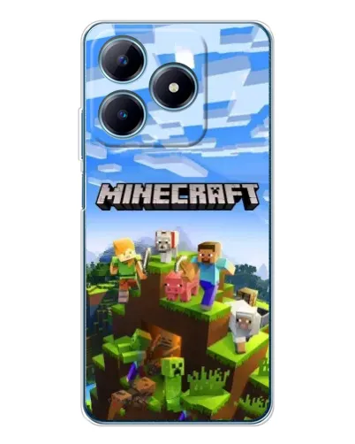 Чехол для Realme C63 4G с картинкой «Minecraft классический мир»