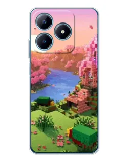 Чехол для Realme C63 4G с картинкой «Розовое дерево Minecraft»