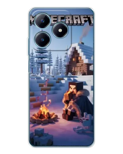Чехол для Realme C63 4G с картинкой «Зимний Minecraft»