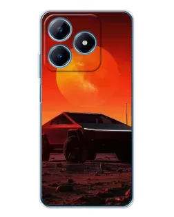 Чехол для Realme C63 4G с картинкой «Cybertruck на Марсе»