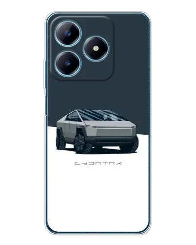 Чехол для Realme C63 4G с картинкой «Серебристый Cybertruck Tesla»