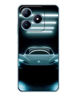 Чехол для Realme C63 4G с картинкой «Tesla в неоне»