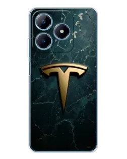 Чехол для Realme C63 4G с картинкой «Мраморная Tesla Gold»