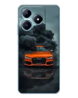 Чехол для Realme C63 4G с картинкой «Audi в облаках дыма»