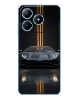 Чехол для Realme C63 4G с картинкой «Lamborghini золотые линии»