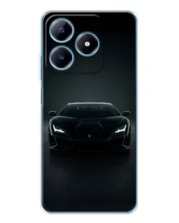 Чехол для Realme C63 4G с картинкой «Черный Lamborghini Aventador»