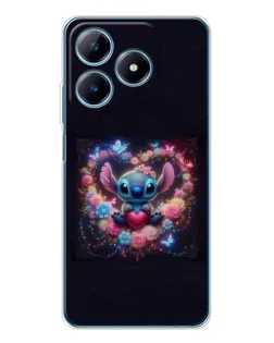 Чехол для Realme C63 4G с картинкой «Stitch в цветах»
