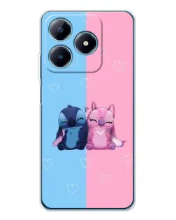 Чехол для Realme C63 4G с картинкой «Stitch и Angel Love»