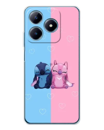 Чехол для Realme C63 4G с картинкой «Stitch и Angel Love»