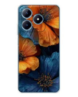 Чехол для Realme C63 4G с картинкой «Яркая сине-оранжевая флора» Чехол для Realme C63 4G с картинкой «Яркая сине-оранжевая флора»