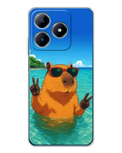 Чехол для Realme C63 4G с картинкой «Морская капибара»