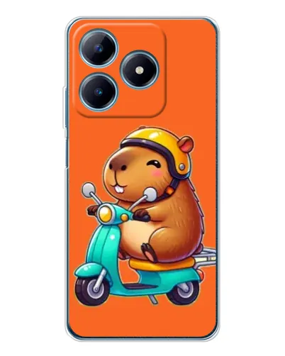 Чехол для Realme C63 4G с картинкой «Капибара на скутере»