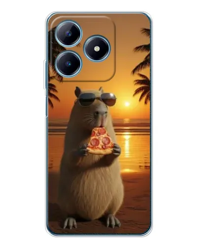 Чехол для Realme C63 4G с картинкой «Капибара с пиццей»