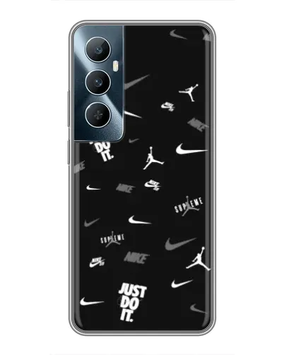 Чехол для Realme C65 с картинкой «Nike Black Pattern»