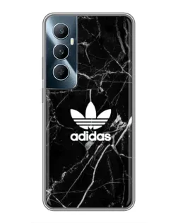Чехол для Realme C65 с картинкой «Белый мрамор Adidas»