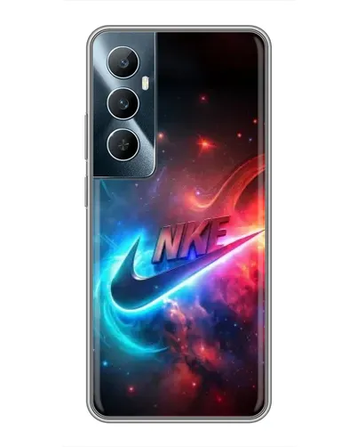 Чехол для Realme C65 с картинкой «Огненный логотип Nike»