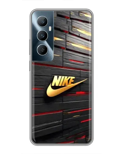 Чехол для Realme C65 с картинкой «Золотой Nike на металле»